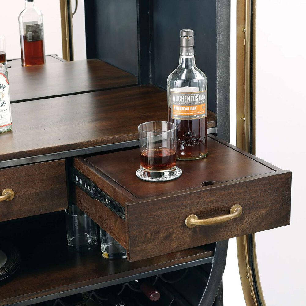 Howard Miller Boilermaker Wine and Bar Cabinet in Charcoal Gray and Aged Brass, , large
