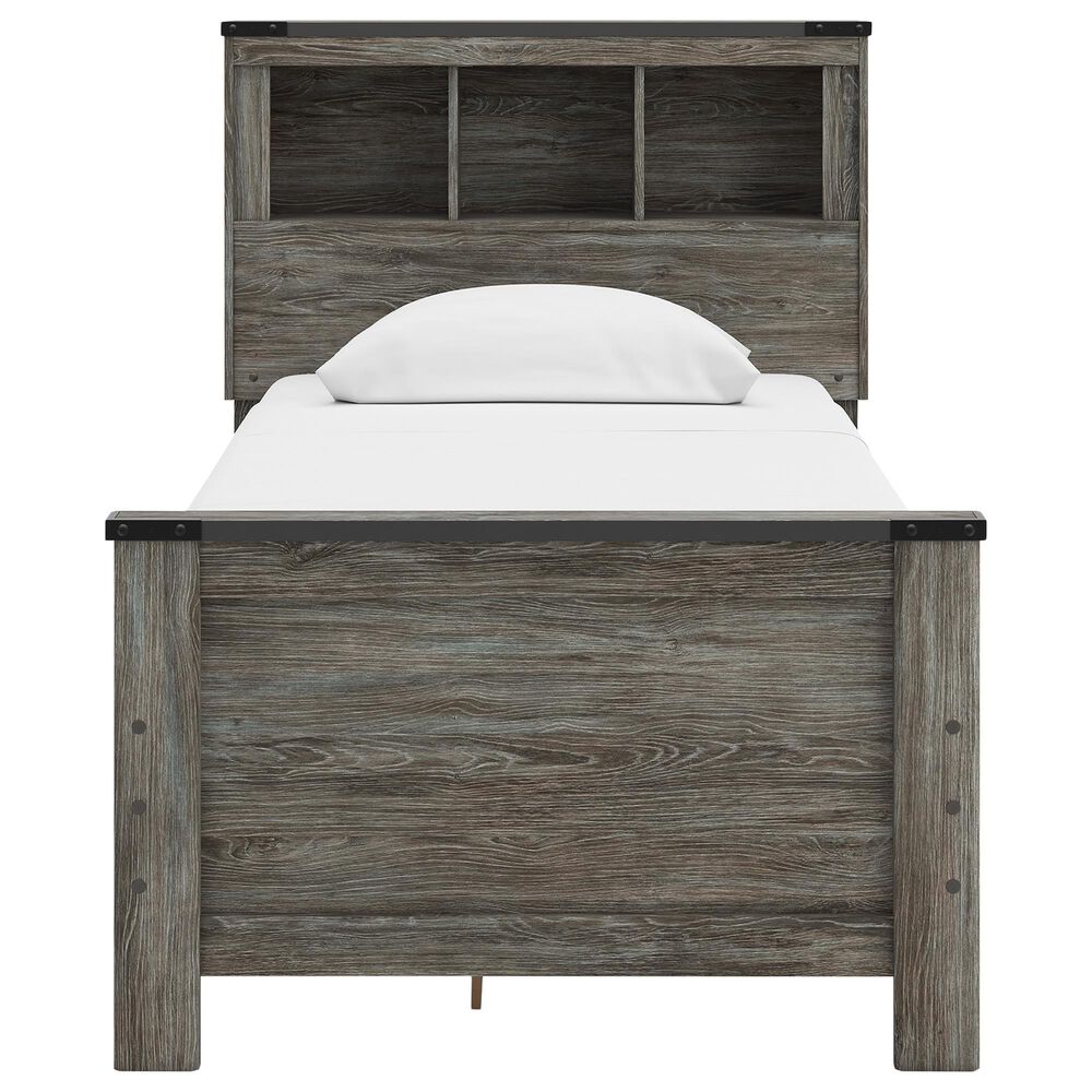 Ashley Frandern 5-Piece Twin Bookcase Storage Bedroom Set in Rustic Warm Gray, , large