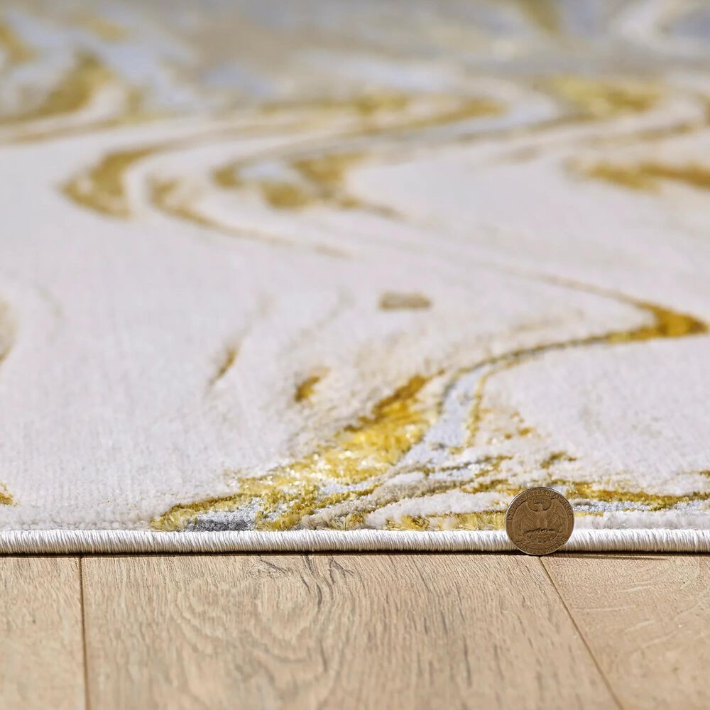 Kas Oriental Rugs Luna Watercolors 3&#39;3&quot; x 4&#39;11&quot; Gold and Grey Area Rug, , large
