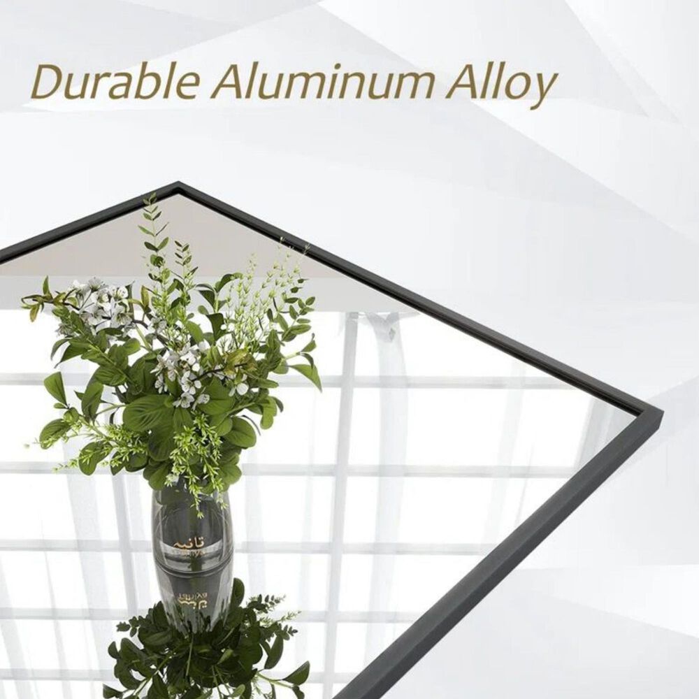 HOMLUX 16" x 48" Arched Door Wall Mirror in Black, , large