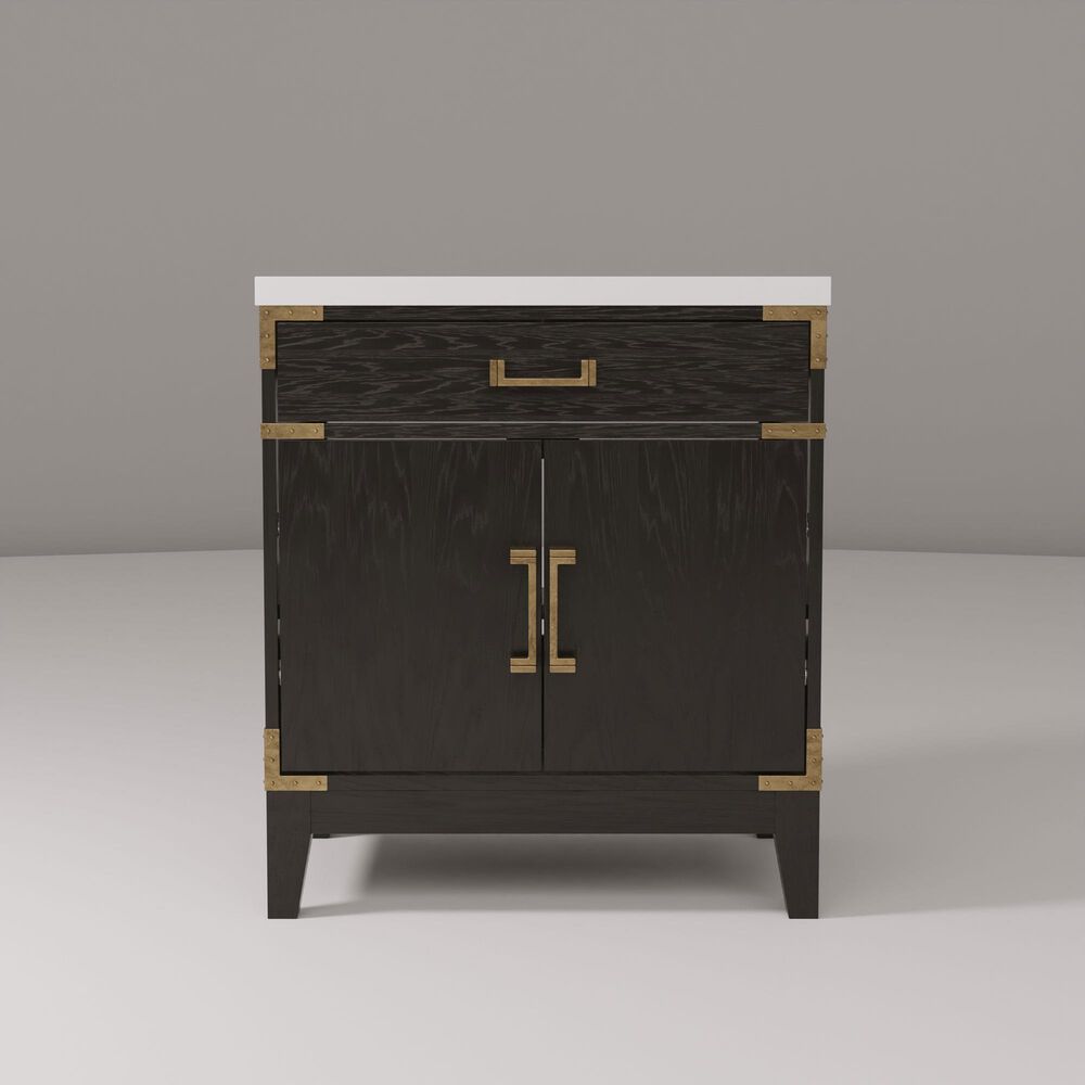 Lexora Home Laurel 30&quot; Single Bathroom Vanity in Black Oak with White Cultured Marble Top and Rectangular Sink, , large