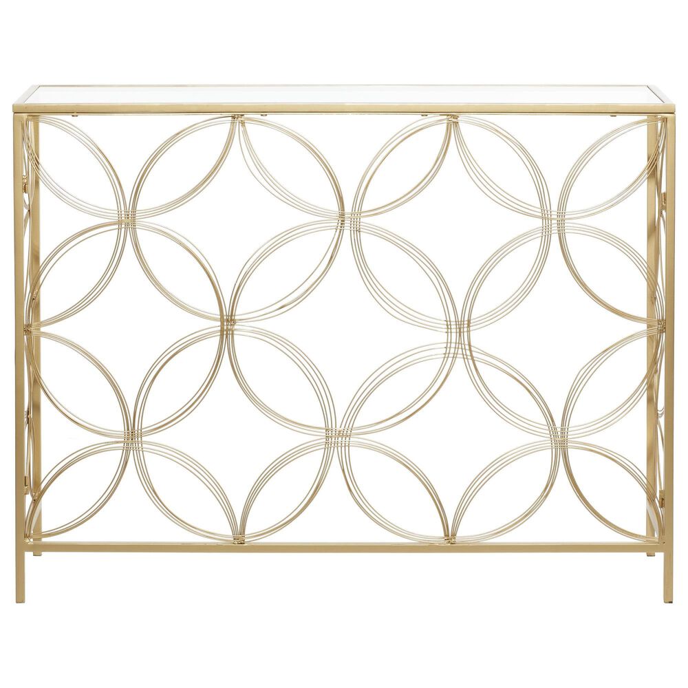 Maple and Jade 32" Console Table with Glass Top in Gold, , large