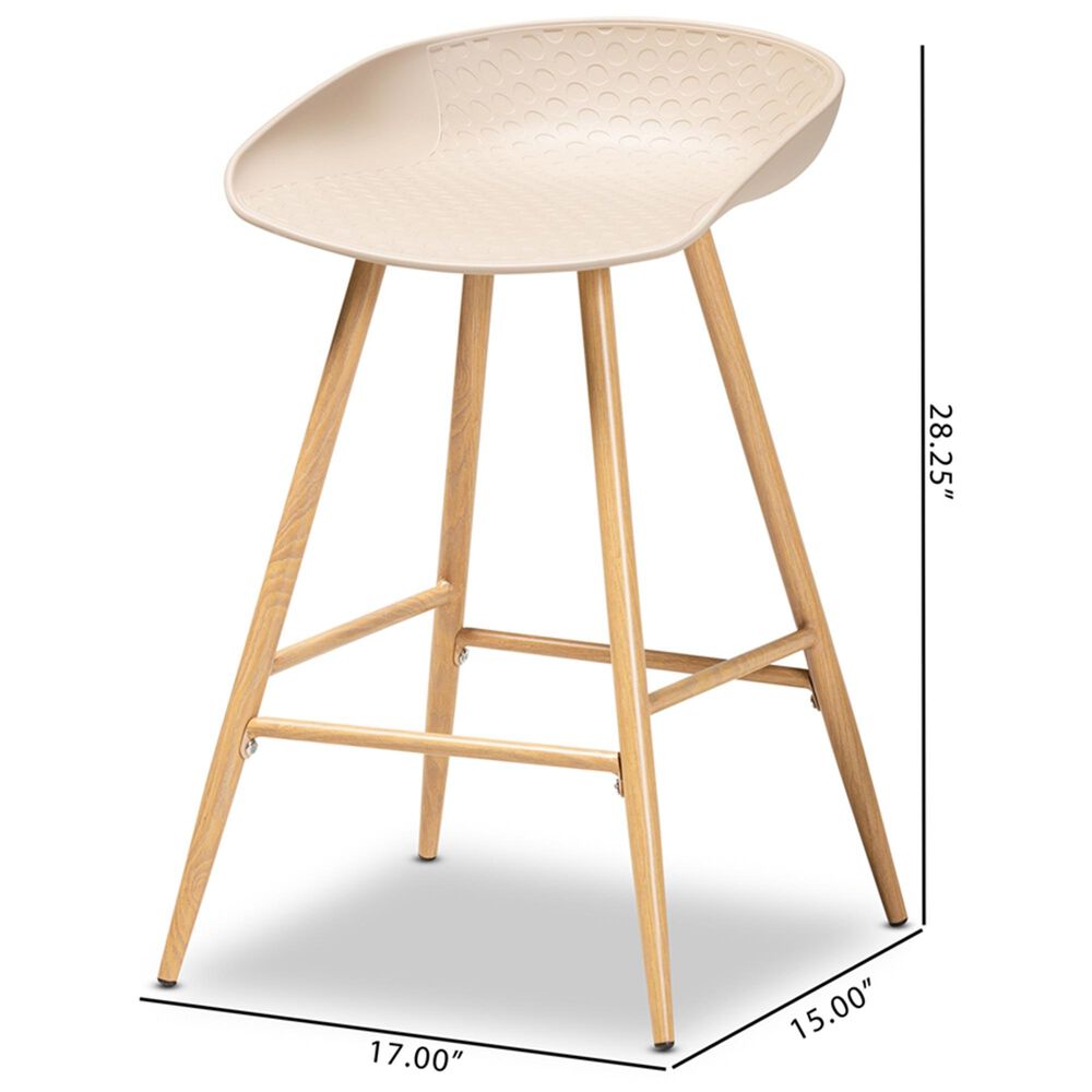 Baxton Studio Mairi Counter Stool in Beige/Natural &#40;Set of 2&#41;, , large