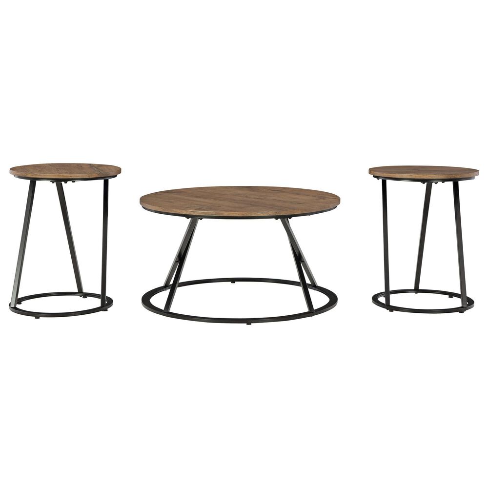 Ashley Cassbryn 3-Piece Occasional Table Set in Brown and Sleek Black, , large