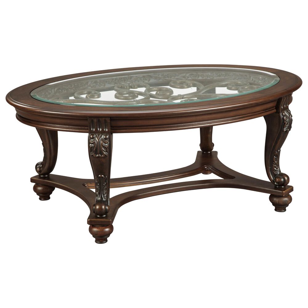 Ashley Norcastle Coffee Table in Dark Brown and Clear, , large