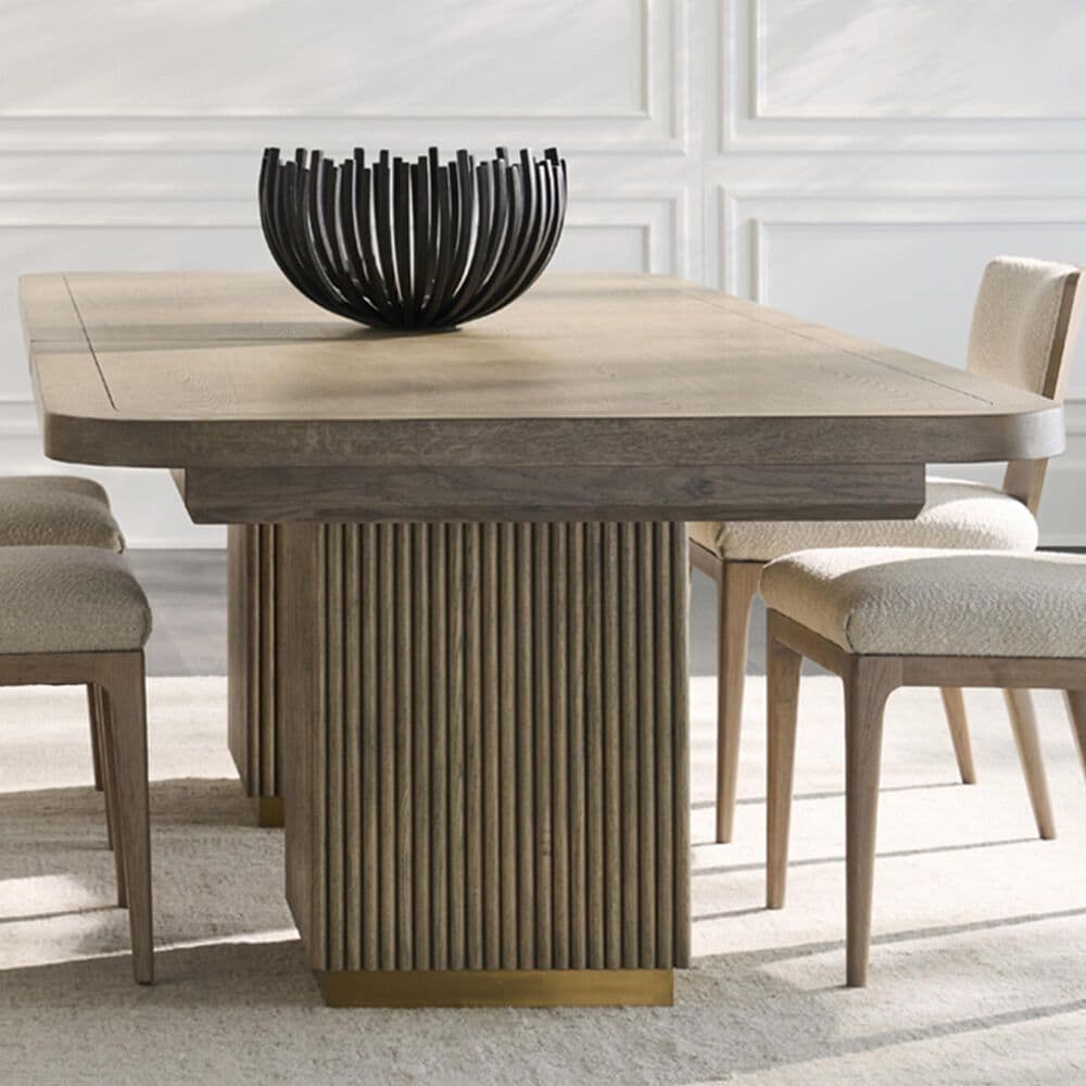 Fairfield Chair Everett Double Pedestal Dining Table in Biscotti and Brushed Brass- Table Only, , large