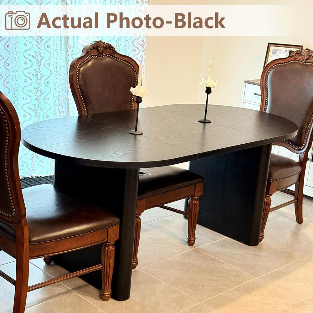 GARVEE 71" Oval Dining Table in Black - Table Only, , large