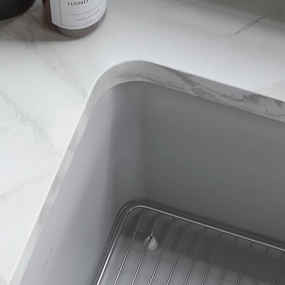 Kohler Cairn Smart Divide 33.5&quot; Undermount Double-Bowl Kitchen Sink in Matte Grey, , large