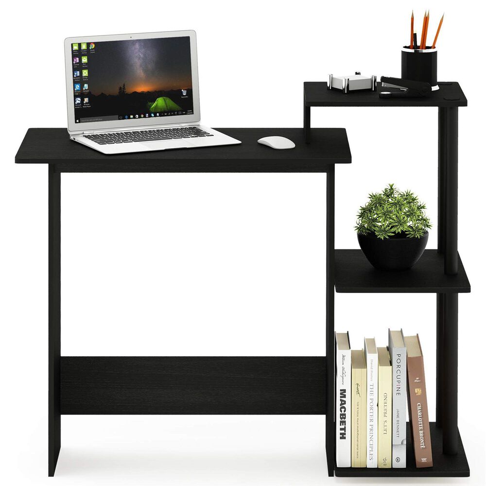 HOMLUX 40" Computer Desk with Open Side Shelves in Americano and Black, , large