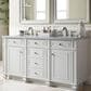 James Martin Vanities Bristol 60" Double Bathroom Vanity in Bright White with 3 cm Carrara White Marble Top and Rectangular Sinks, , large