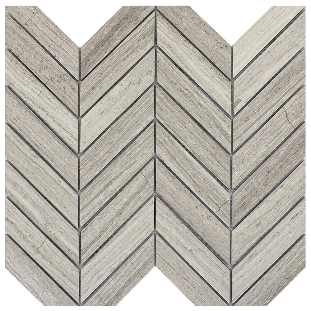 Emser Metro Gray 12" x 12" Chevron Honed Natural Stone Mosaic Sheet, , large