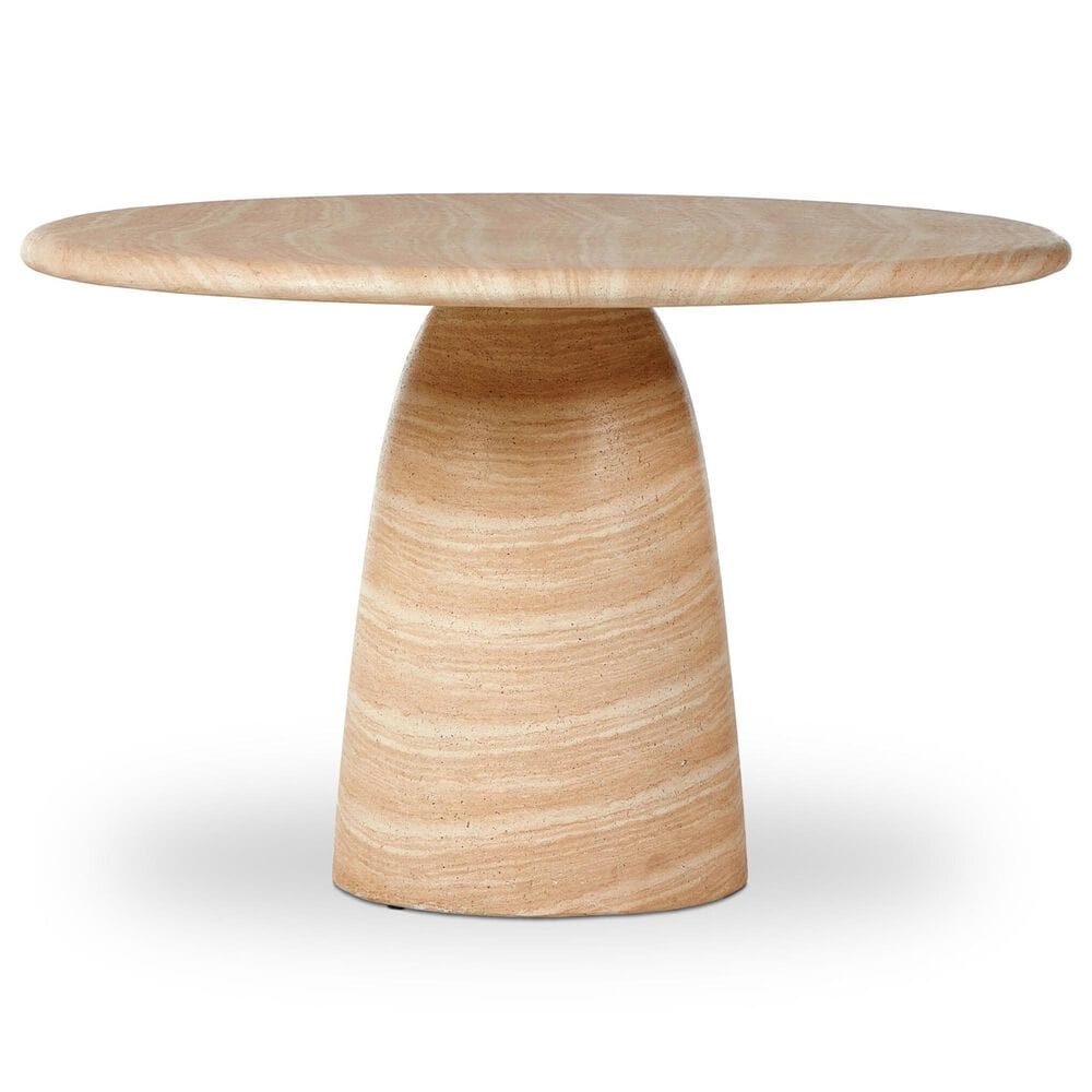 Four Hands Janice 48&quot; Round Pedestal Dining Table in Faux Travertine , , large