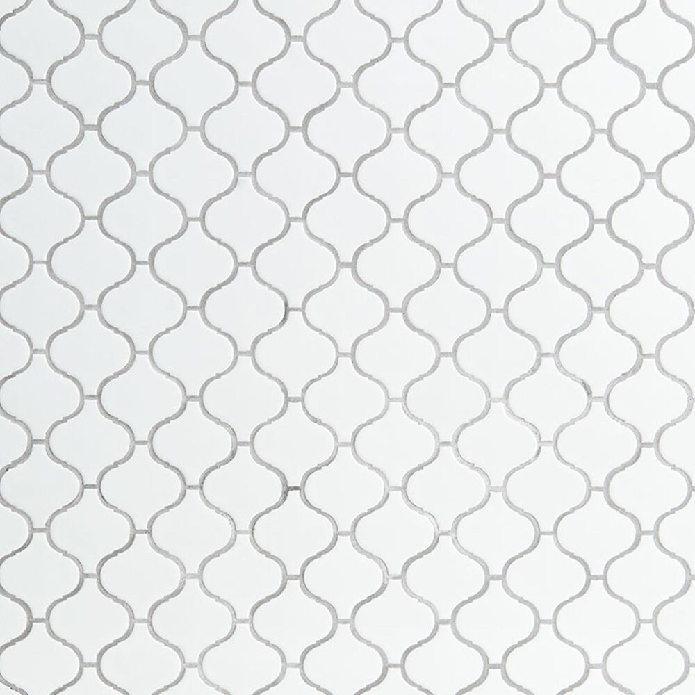 MS International Domino White Glossy Arabesque 12&quot; x 12&quot; Mosaic Sheet, , large