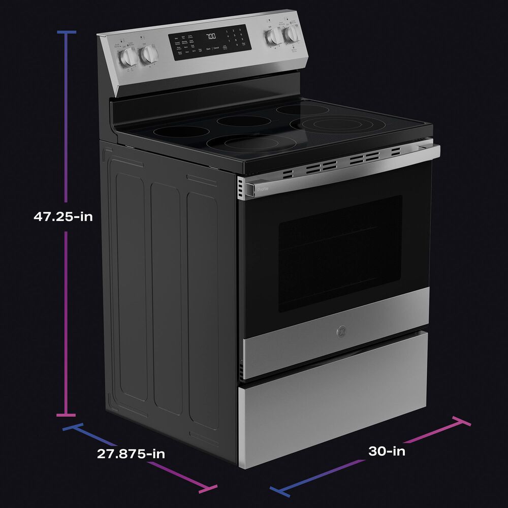 GE Profile 5.3 Cu. Ft. Smart Electric Range in Fingerprint Resistant Stainless, , large