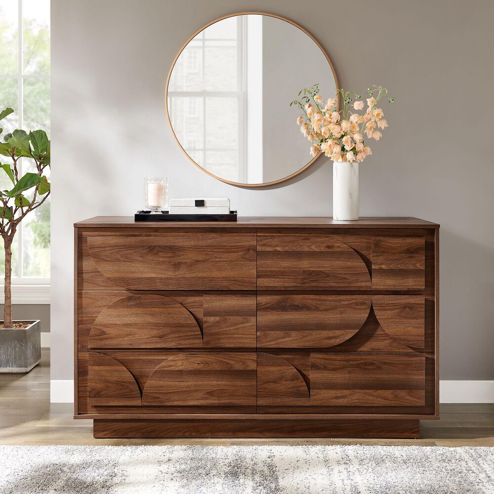 Modway Bulwark 6-Drawer Dresser in Walnut, , large