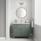 James Martin Vanities Chicago 36" Single Bathroom Vanity in Smokey Celadon with Single Hole 3 cm White Zeus Quartz Top and Rectangular Sink, , large