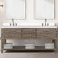 Lexora Home Norwalk 72" Double Bathroom Vanity in Grey Oak with White Quartz Top and Rectangular Sinks, , large
