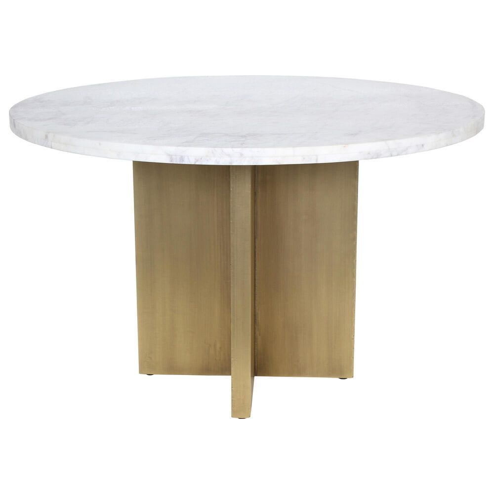Moe"s Home Collection Graze Dining Table in White and Brass - Table Only, , large