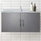 Lexora Home Geneva 36" Single Bathroom Vanity in Dark Grey with 2 cm White Cultured Marble Top and Rectangular Sink, , large