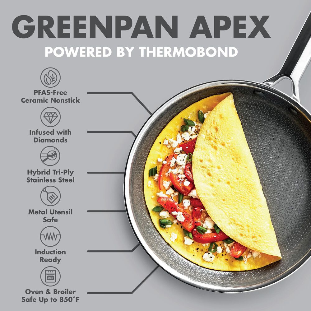 Green Pan Apex Hybrid 8" Ceramic Open Frypan in Stainless Steel, , large