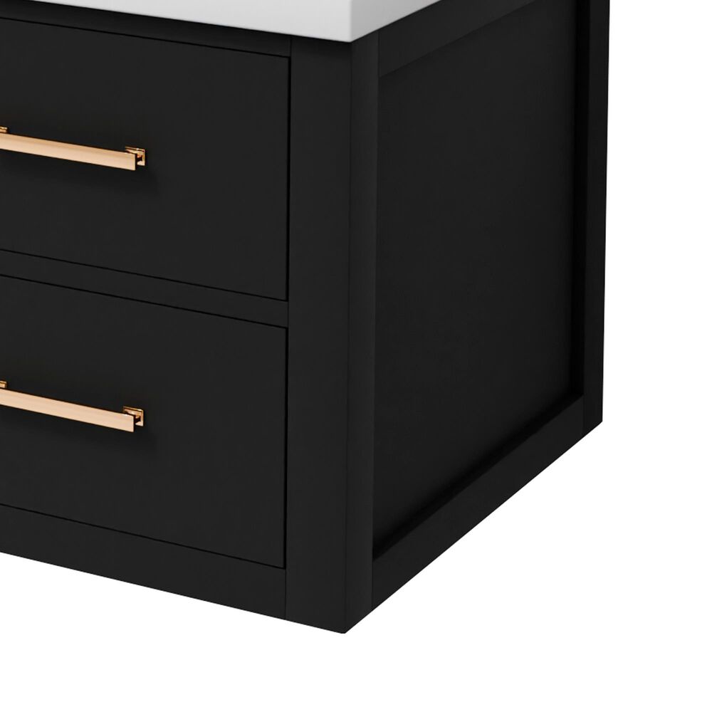 Lexora Home Castor 36" Single Bathroom Vanity in Black with 2 cm White Cultured Marble Top and Rectangular Sink, , large