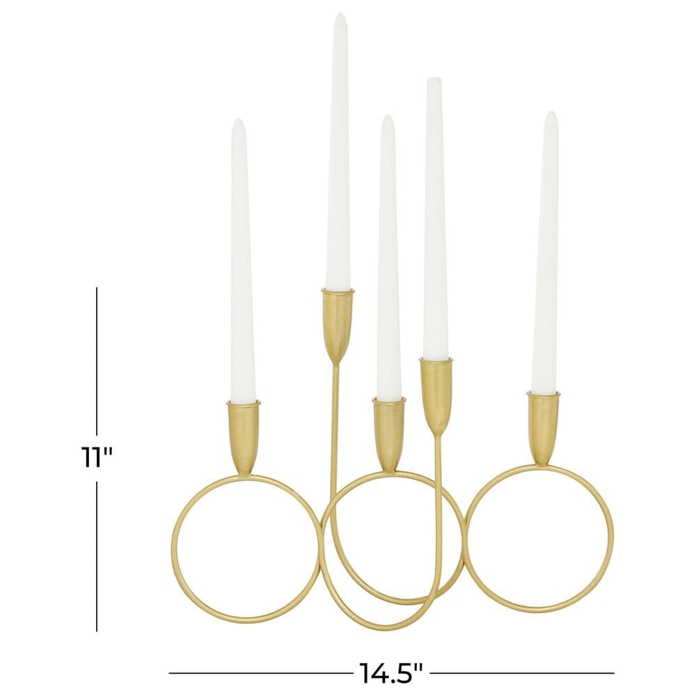 Maple and Jade Metal Decorative Candelabra in Polished Gold, , large