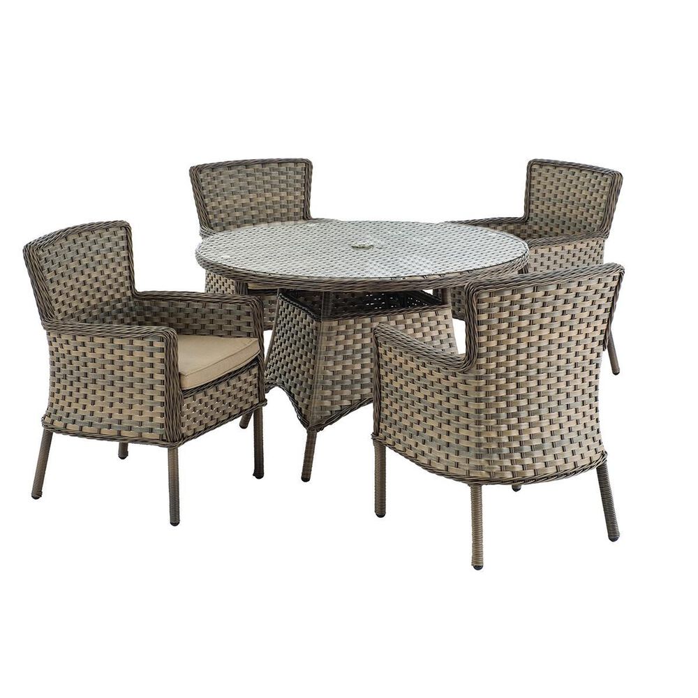 Alfresco Home Charlotte 48" Wicker Round Dining Table in Sunbrella, , large