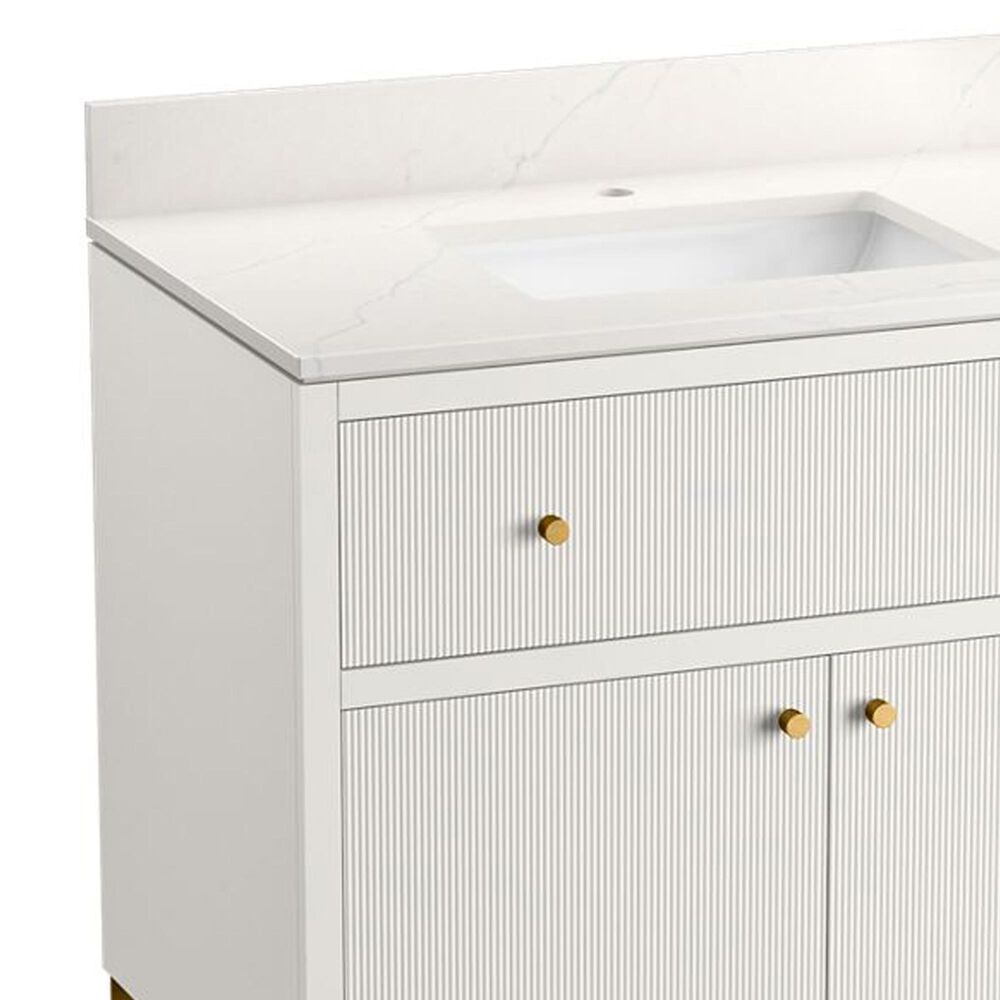 Kohler Calpa 36" Single Bathroom Vanity in White with 2 cm White Quartz Top and Rectangular Sink, , large