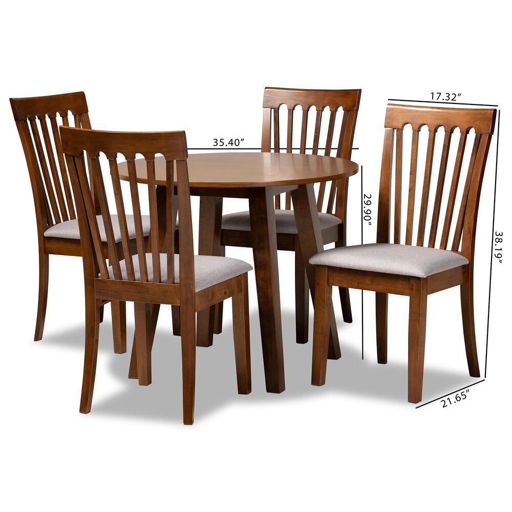 Baxton Studio Lida 5-Piece Dining Set in Grey/Walnut Brown, , large