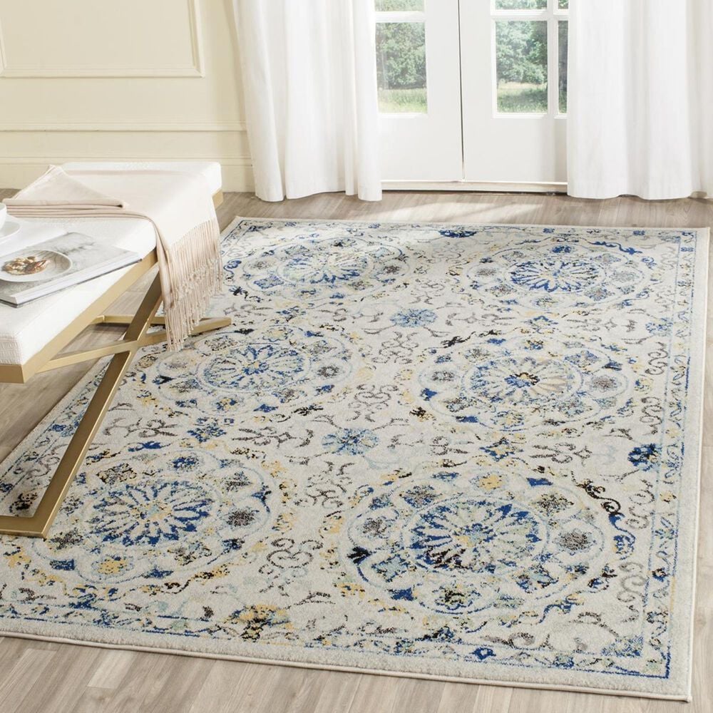 Safavieh Evoke EVK252C-5 5"1" x 7"6" Ivory/Blue Area Rug, , large