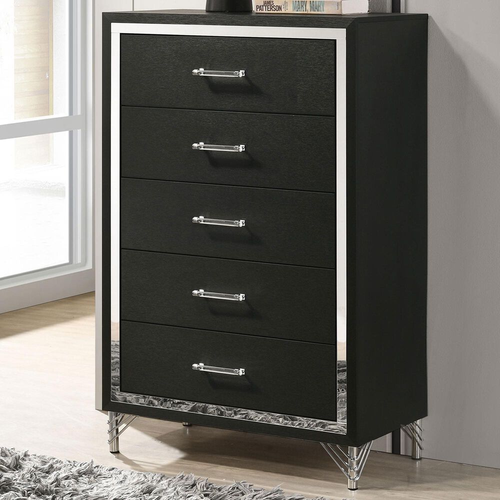 Coaster Lucia 5-Drawer Chest in Black and Chrome, , large