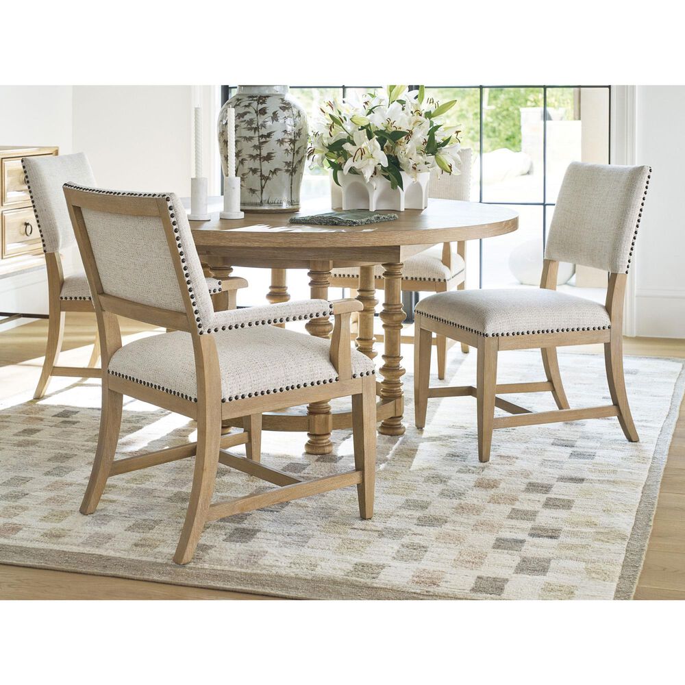 Lexington Home Brands Montecito Colburn Side Chair with Seabridge Cushion in Light Chestnut and Ivory, , large
