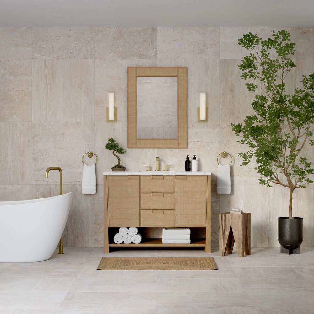 James Martin Vanities Solene 48&quot; Single Bathroom Vanity in Seaside Oak with 3 cm Victorian Silver Quartz Top and Rectangular Sink, , large