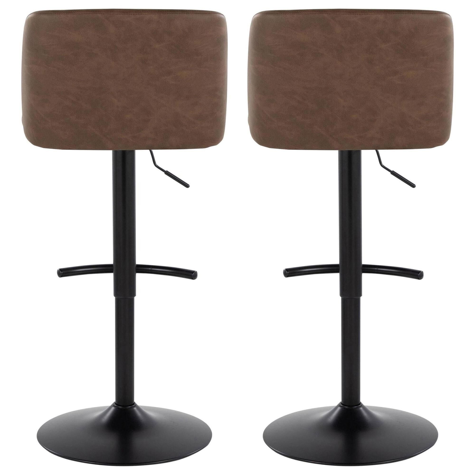 LumiSource Toriano Swivel Adjustable Bar Stool with Espresso Faux