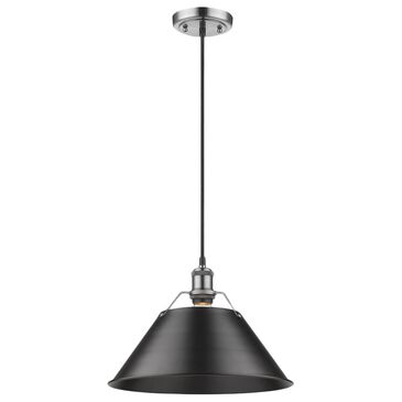 Golden Lighting Orwell PW 1-Light Pendant - 14" in Pewter with Black Shade, , large