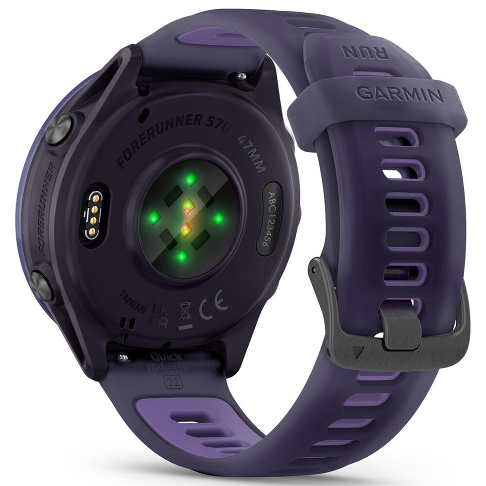 Garmin Forerunner 570 47mm Indigo Aluminum Case with Translucent Imperial Purple Band, , large