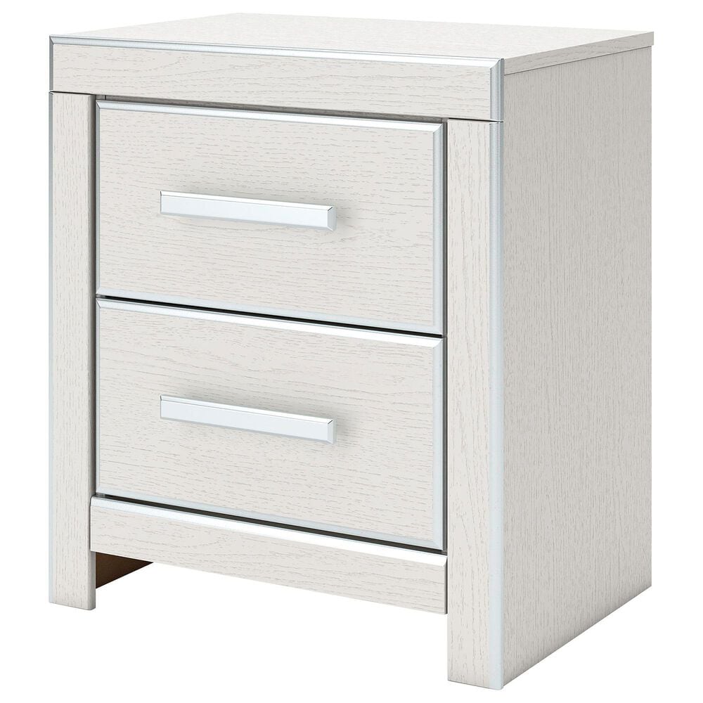 Ashley Zuraleus Queen Upholstered Platform Bed with Two Nightstands in Matte White, , large