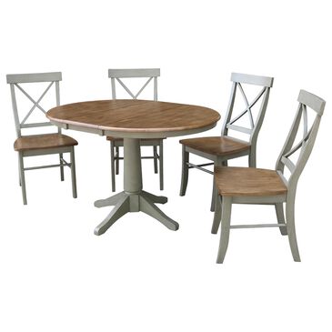 International Concepts 5-Piece Modern Farmhouse Dining Set in Hickory and Stone, , large