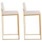 Lumisource Fuji High Back Barstool with Beige Fabric in Gold (Set of 2), , large