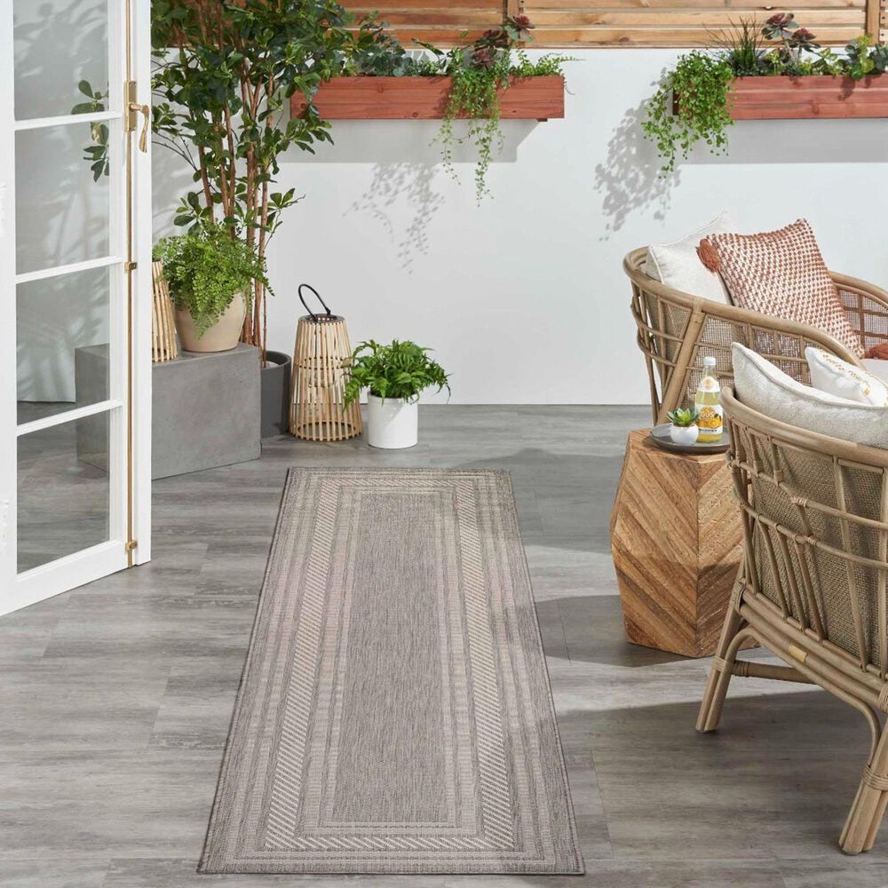 Nourison Horizon HOZ03 Grey 2&#39; x 6&#39; Indoor/Outdoor Runner, , large
