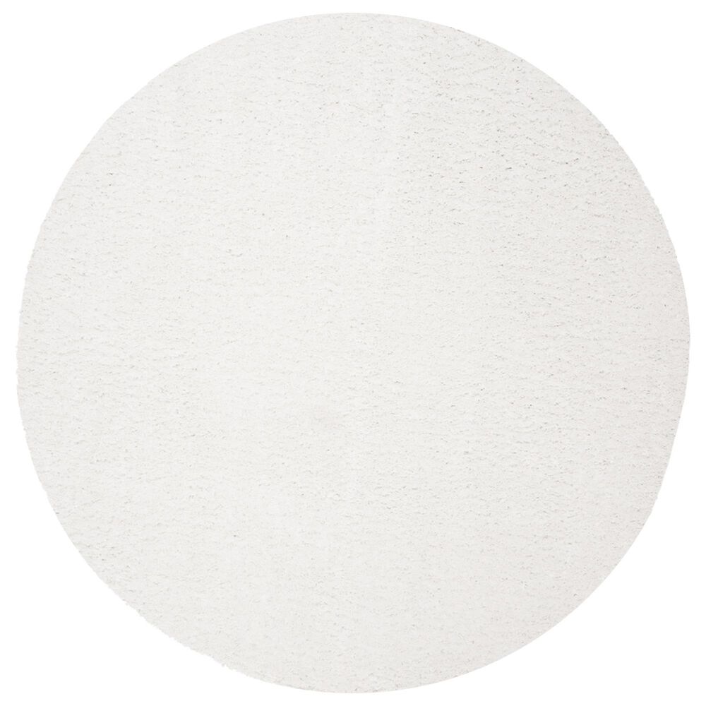 Safavieh August Shag AUG900A 4" Round White Area Rug, , large