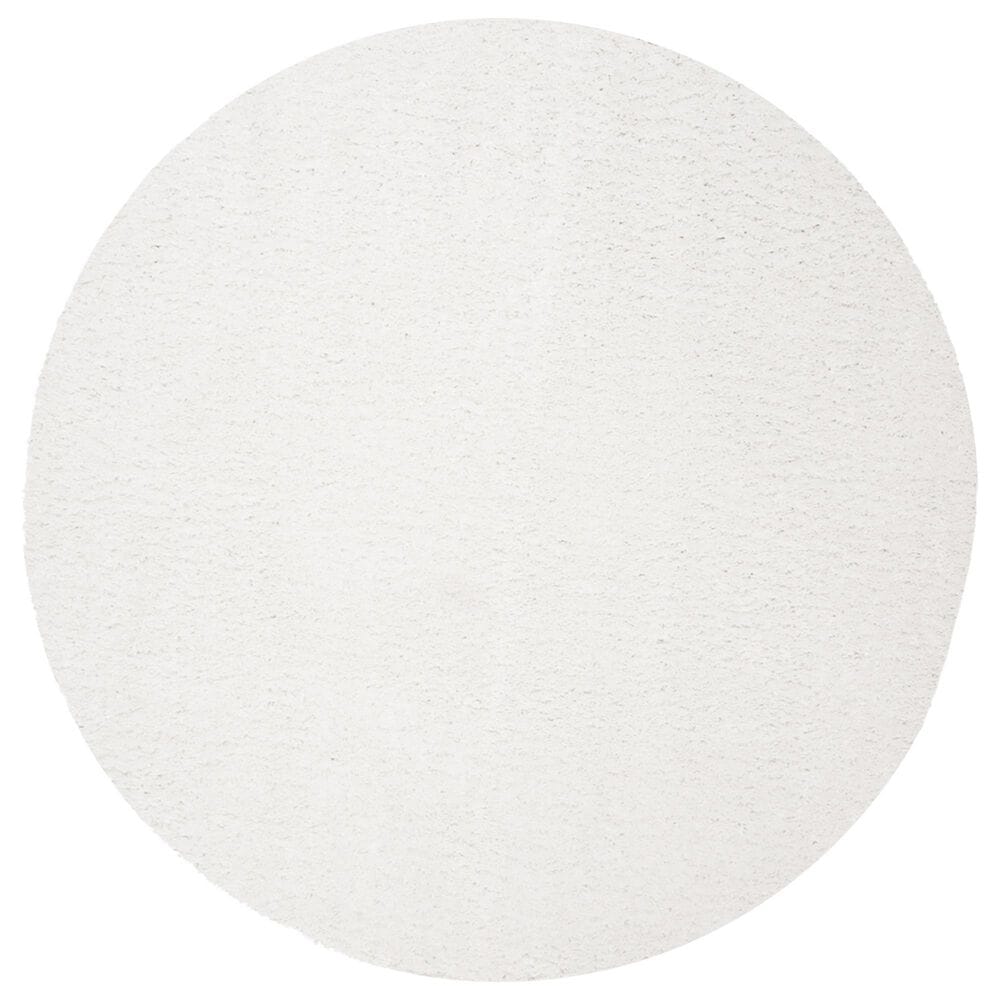 Safavieh August Shag AUG900A 4" Round White Area Rug, , large