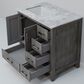 Lexora Home Jacques 36" Left Offset Single Bathroom Vanity in Distressed Grey with 2 cm White Carrara Marble Top and Rectangular Sink, , large