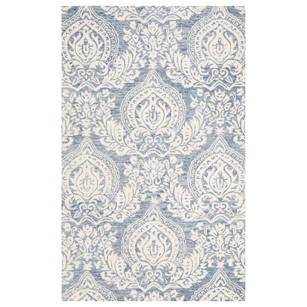 Safavieh Micro-Loop MLP512M 5" x 8" Blue and Ivory Area Rug, , large