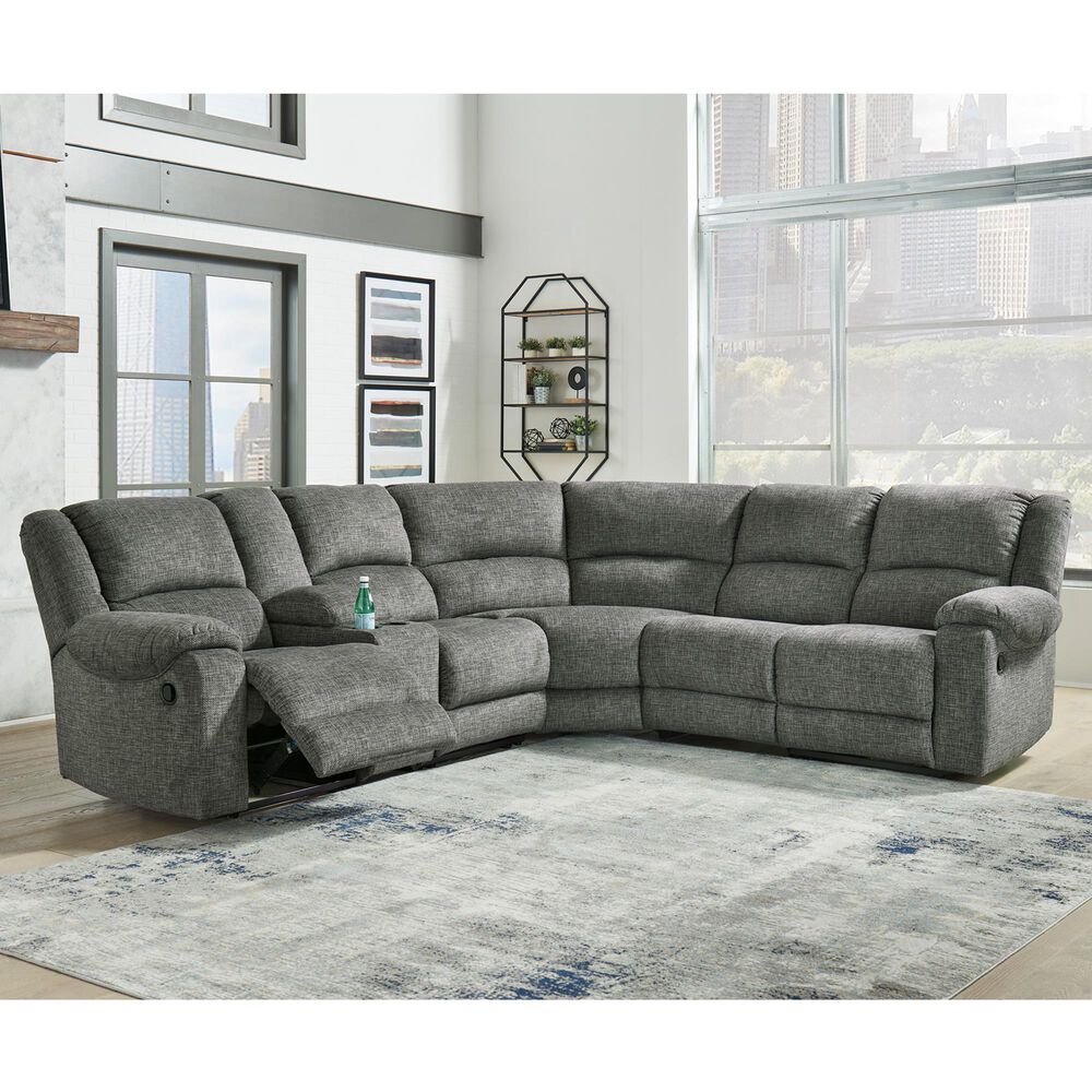 Signature Design by Ashley Goalie 6-Piece Manual Reclining Curved Sectional in Pewter, , large