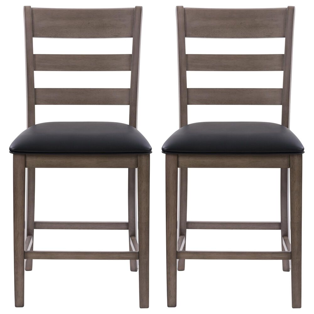 CorLiving New York Counter Height Chair in Washed Grey/Black &#40;Set of 2&#41;, , large