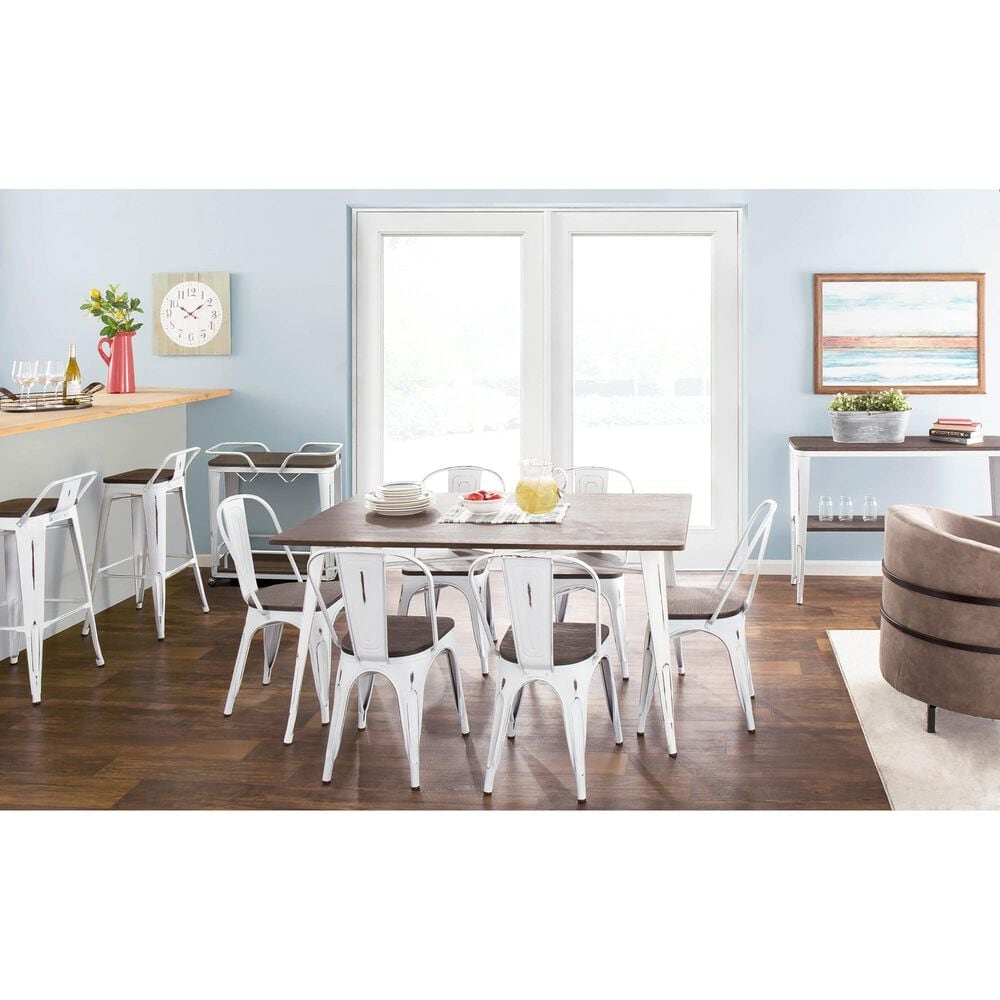 Lumisource Oregon Stackable Dining Chair in Esoressi/Vintage White &#40;Set of 2&#41;, , large