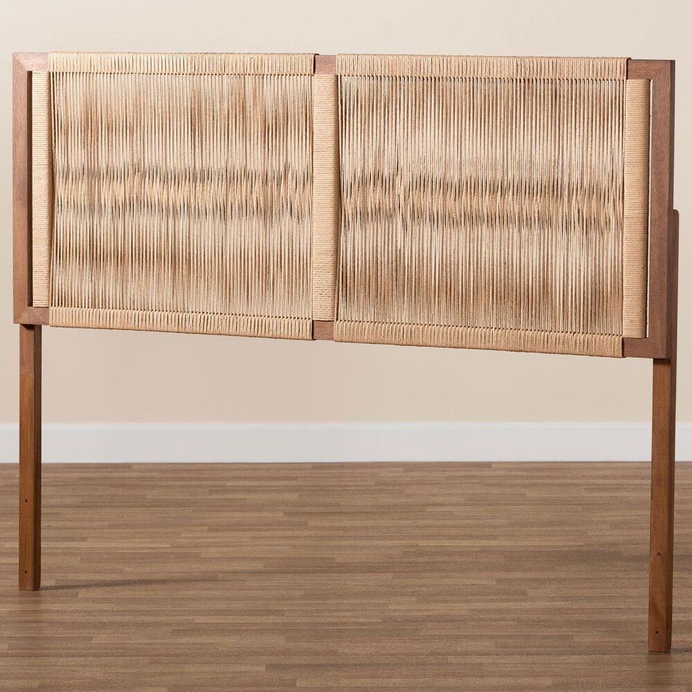 Baxton Studio Holitz King Headboard in Walnut Brown and Light Brown, , large