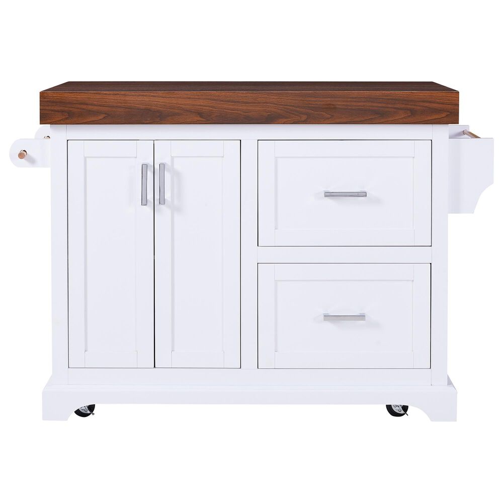 HOMLUX 53" Large Kitchen Island with 3.5" Thick Desktop in White, , large