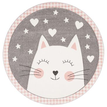 Safavieh Carousel CRK134 3" Round Pink and Grey Kids  Area Rug, , large